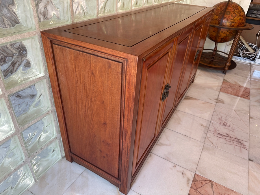 Heavy Vintage Chinese Rosewood Cabinet Sideboard Credenza 64W X 18D X 32H [Photo 5]