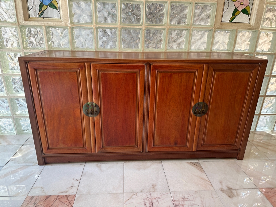 Heavy Vintage Chinese Rosewood Cabinet Sideboard Credenza 64W X 18D X 32H [Photo 2]