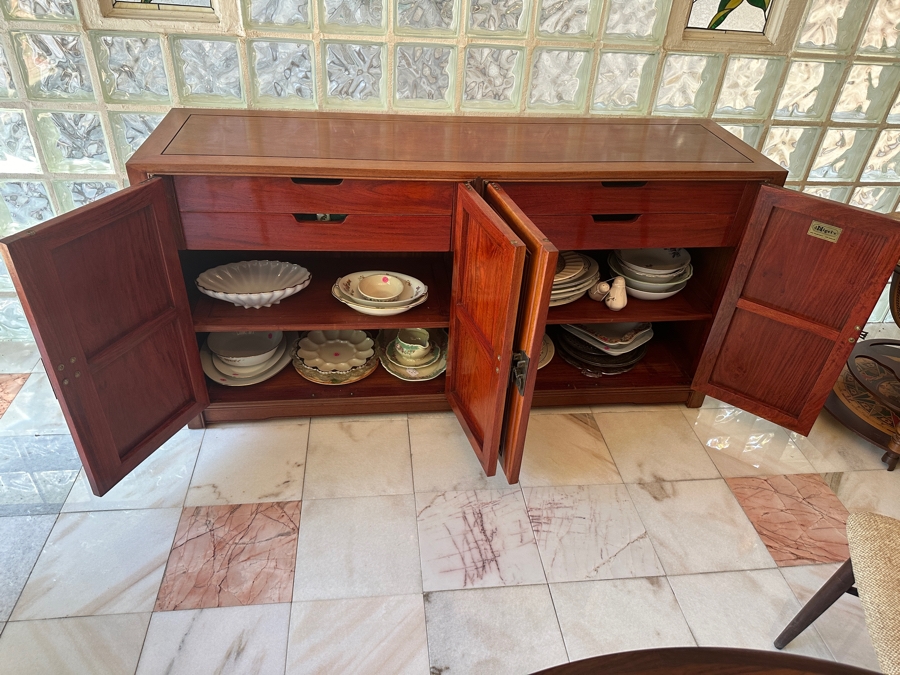 Heavy Vintage Chinese Rosewood Cabinet Sideboard Credenza 64W X 18D X 32H [Photo 6]