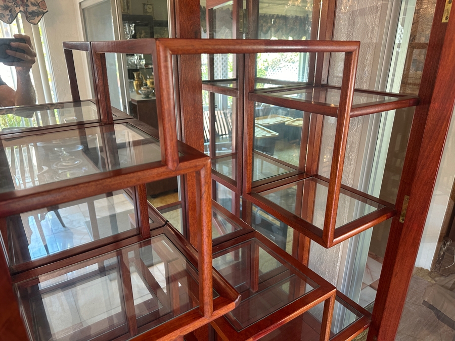 Stunning Vintage Chinese Rosewood 3-Piece Etagere Display Cabinet 36W X 14D X 77H [Photo 5]