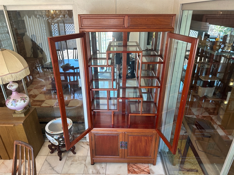 Stunning Vintage Chinese Rosewood 3-Piece Etagere Display Cabinet 36W X 14D X 77H [Photo 2]