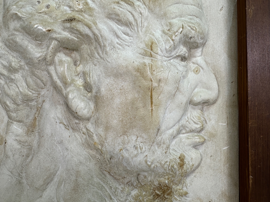 Allen Hutchinson (1855-1929, London, England / Hawaii / California) Rare Original Plaster Carving Hawaiian Profile Of A Man Dated 1892 12.5 X 16.25 Framed 17.5 X 21 [Photo 4]