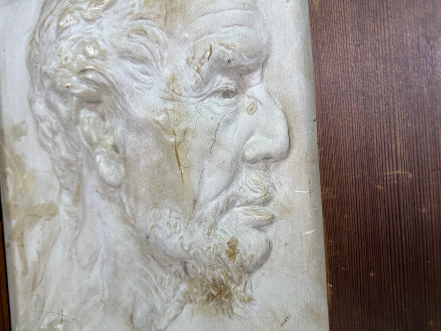 Allen Hutchinson (1855-1929, London, England / Hawaii / California) Rare Original Plaster Carving Hawaiian Profile Of A Man Dated 1892 12.5 X 16.25 Framed 17.5 X 21 [Photo 13]