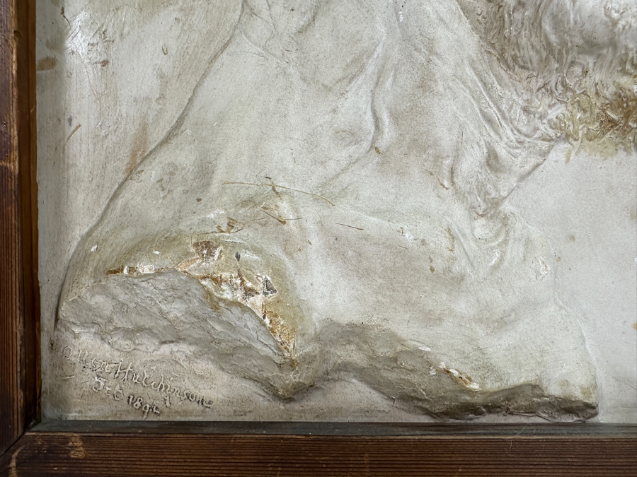 Allen Hutchinson (1855-1929, London, England / Hawaii / California) Rare Original Plaster Carving Hawaiian Profile Of A Man Dated 1892 12.5 X 16.25 Framed 17.5 X 21 [Photo 6]