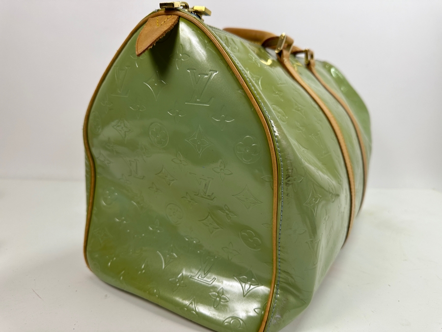 Louis Vuitton Mercer Keepall Handbag Monogram Vernis 45 (Has Some Discoloration Outside / Inside Has Some Peeling - See Photos) 18.5W X 8.5D X 11H [Photo 10]