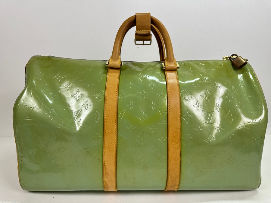 Louis Vuitton Mercer Keepall Handbag Monogram Vernis 45 (Has Some Discoloration Outside / Inside Has Some Peeling - See Photos) 18.5W X 8.5D X 11H [Photo 2]