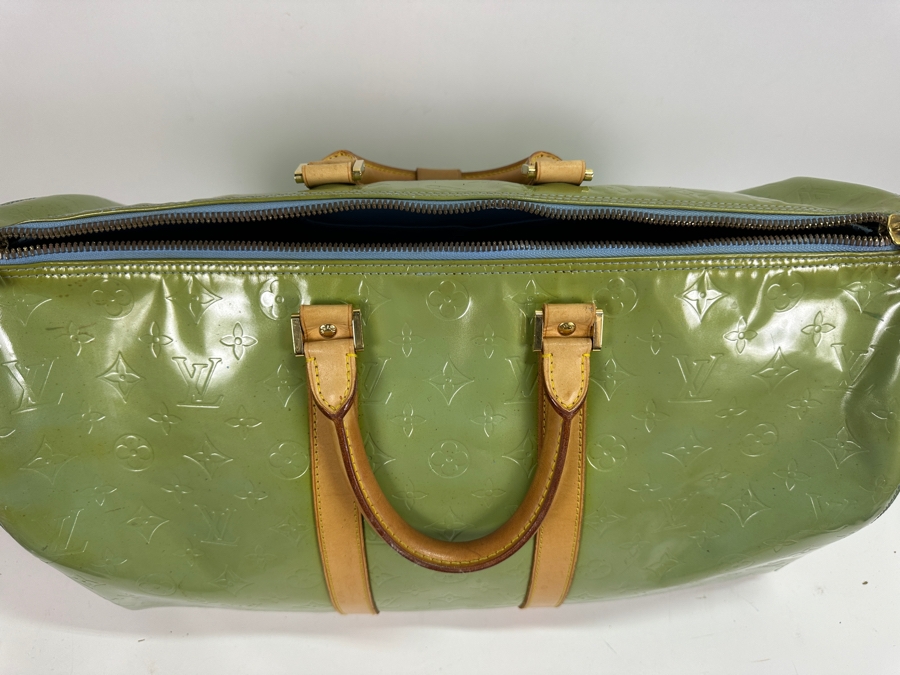 Louis Vuitton Mercer Keepall Handbag Monogram Vernis 45 (Has Some Discoloration Outside / Inside Has Some Peeling - See Photos) 18.5W X 8.5D X 11H [Photo 12]