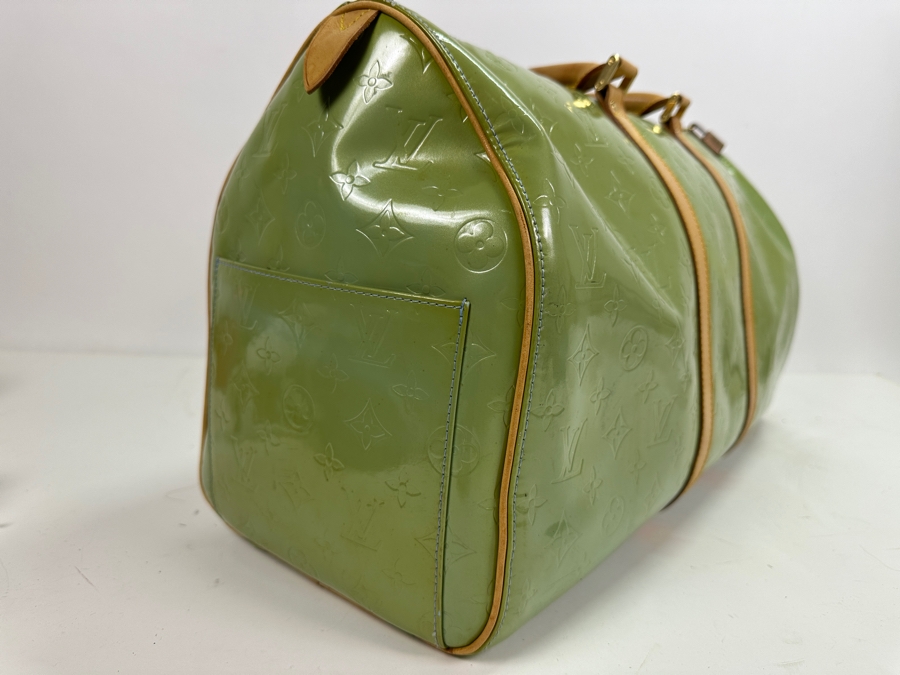 Louis Vuitton Mercer Keepall Handbag Monogram Vernis 45 (Has Some Discoloration Outside / Inside Has Some Peeling - See Photos) 18.5W X 8.5D X 11H [Photo 7]