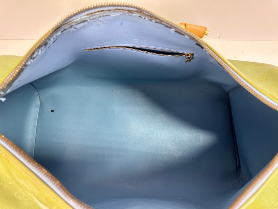 Louis Vuitton Mercer Keepall Handbag Monogram Vernis 45 (Has Some Discoloration Outside / Inside Has Some Peeling - See Photos) 18.5W X 8.5D X 11H [Photo 13]