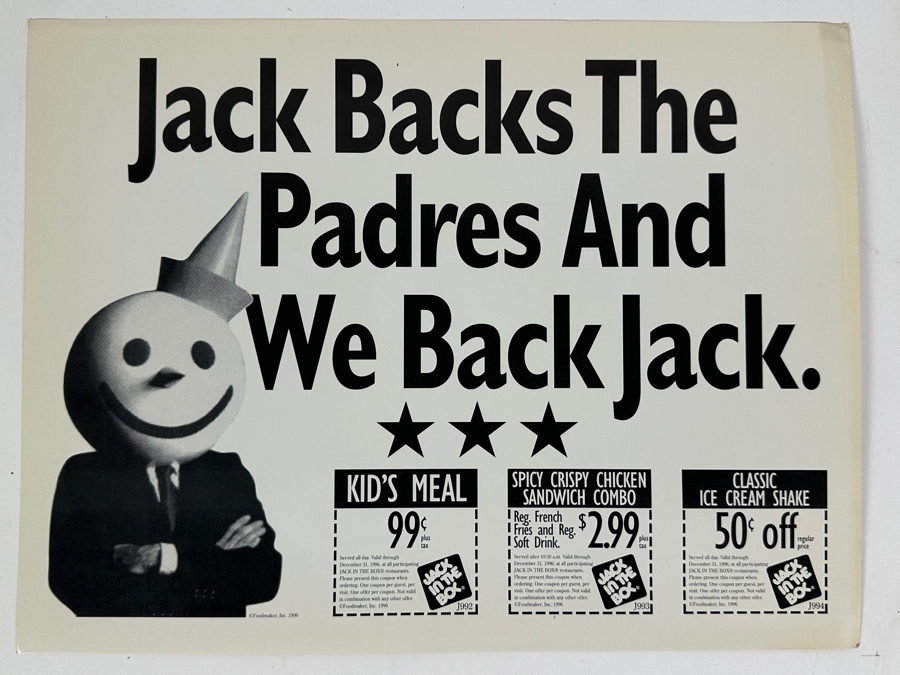 Tony Gwynn & Ken Caminiti Autographed Keep The Faith Padres Sign The San Diego Union Tribune With Jack In The Box Ad On Back 1996 14 X 10 [Photo 4]