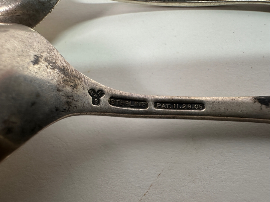 Set Of Six Vintage Hallmarked Sterling Silver Spoons / Serving Spoons 155.9g [Photo 8]