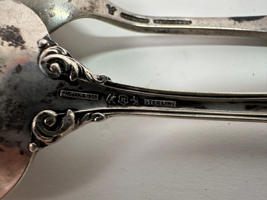 Set Of Six Vintage Hallmarked Sterling Silver Spoons / Serving Spoons 155.9g [Photo 7]