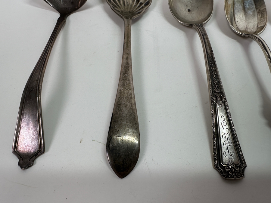 Set Of Six Vintage Hallmarked Sterling Silver Spoons / Serving Spoons 155.9g [Photo 3]