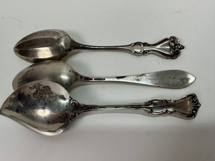 Set Of Six Vintage Hallmarked Sterling Silver Spoons / Serving Spoons 155.9g [Photo 6]