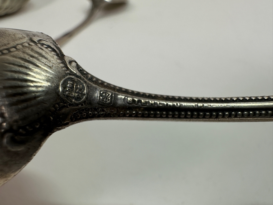 Set Of Six Vintage Hallmarked Sterling Silver Spoons / Serving Spoons 155.9g [Photo 9]