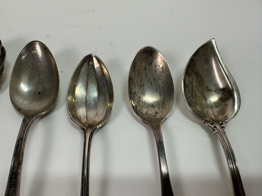 Set Of Six Vintage Hallmarked Sterling Silver Spoons / Serving Spoons 155.9g [Photo 5]