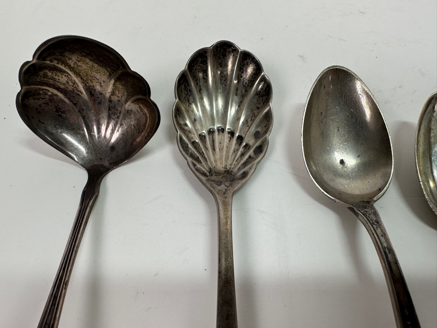 Set Of Six Vintage Hallmarked Sterling Silver Spoons / Serving Spoons 155.9g [Photo 4]