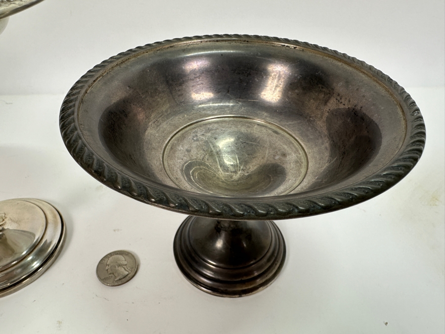 Pair Of Vintage Weighted Sterling Silver Footed Dishes Bowls 5.5H & 4H [Photo 3]