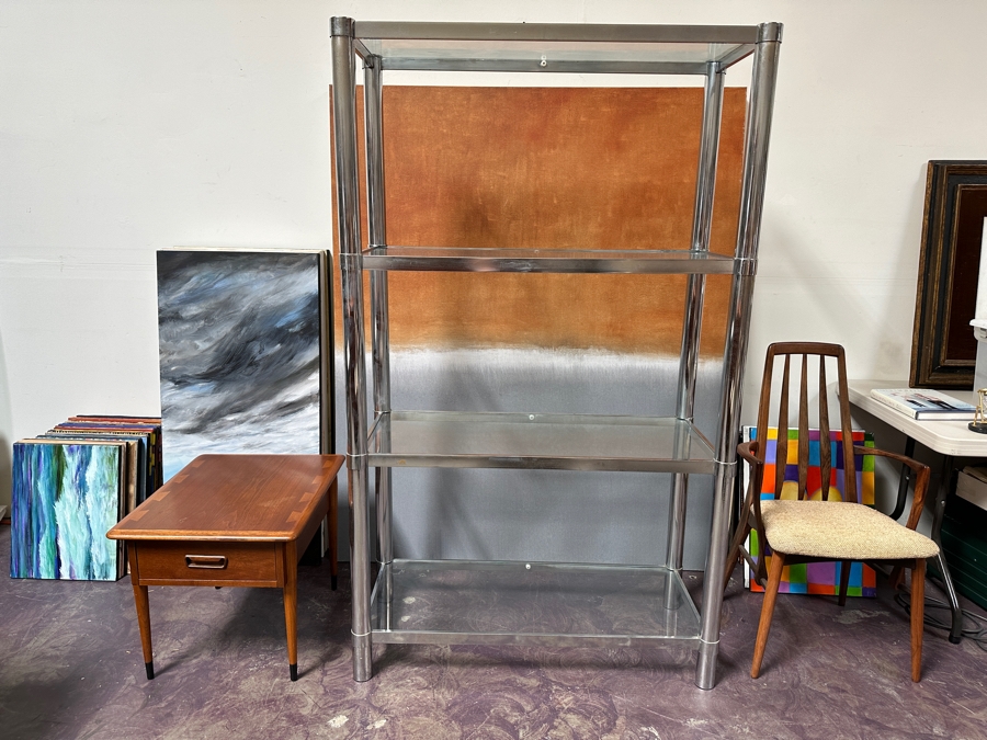 Vintage Chrome & Glass Modular Bookcase Display Cabinet 41W X 17D X 72H [Photo 2]