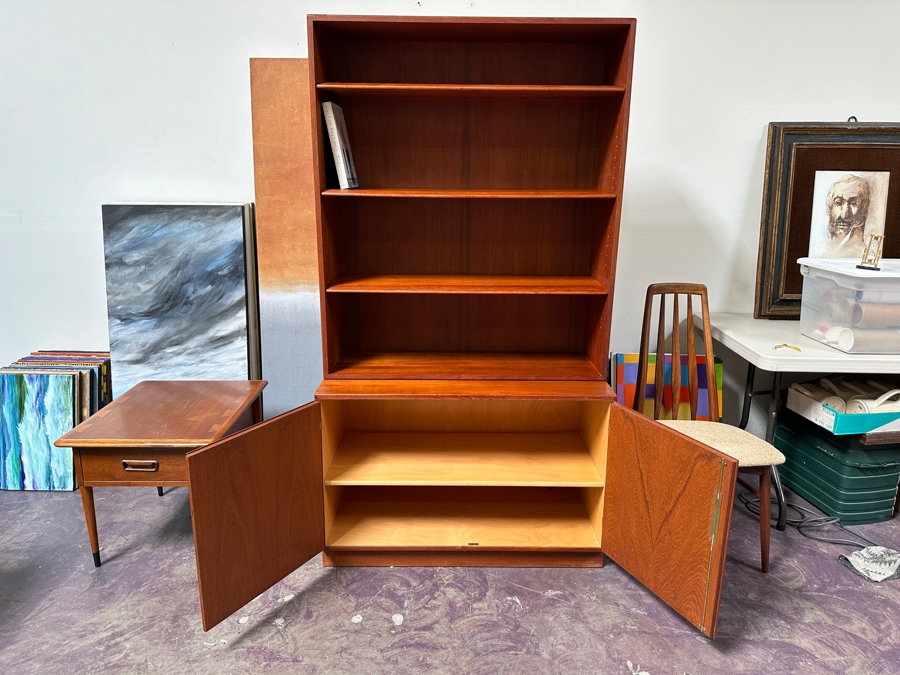 Vintage Mid-Century Danish Modern Soborg Mobler Teak 2-Piece Bookcase Cabinet 39.5W X 18.5D X 71.5H [Photo 8]