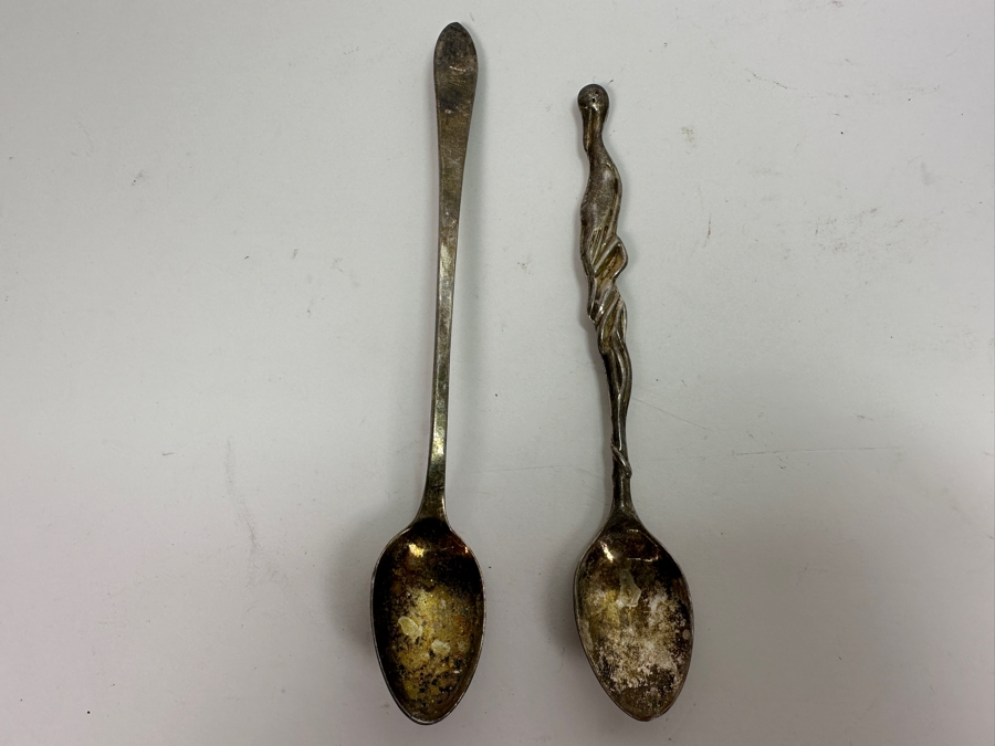 Pair Of Vintage Tiffany & Co. Sterling Silver Spoons (46.3g) Plus Porcelain Tiffany & Co. Jewelry Trinket Box [Photo 3]