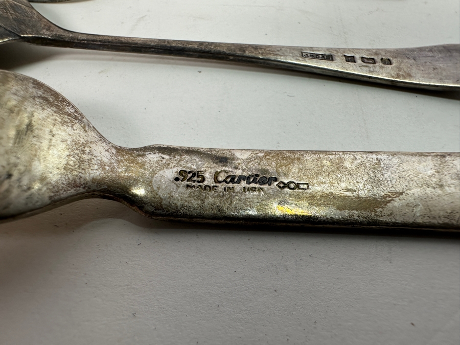 Cartier Sterling Silver Child's Fork Plus Two Vintage English Hallmarked Sterling Silver Child's Spoons 43g [Photo 3]