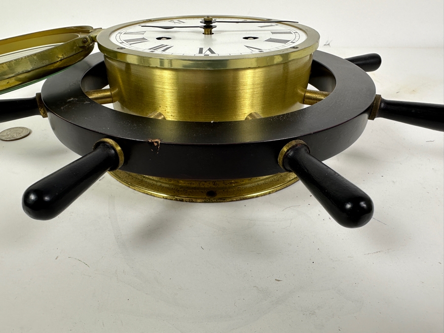 Vintage Working Schatz & Sohne Germany Nautical Ship's Bell Clock Mechanical 13W X 3.5D [Photo 8]
