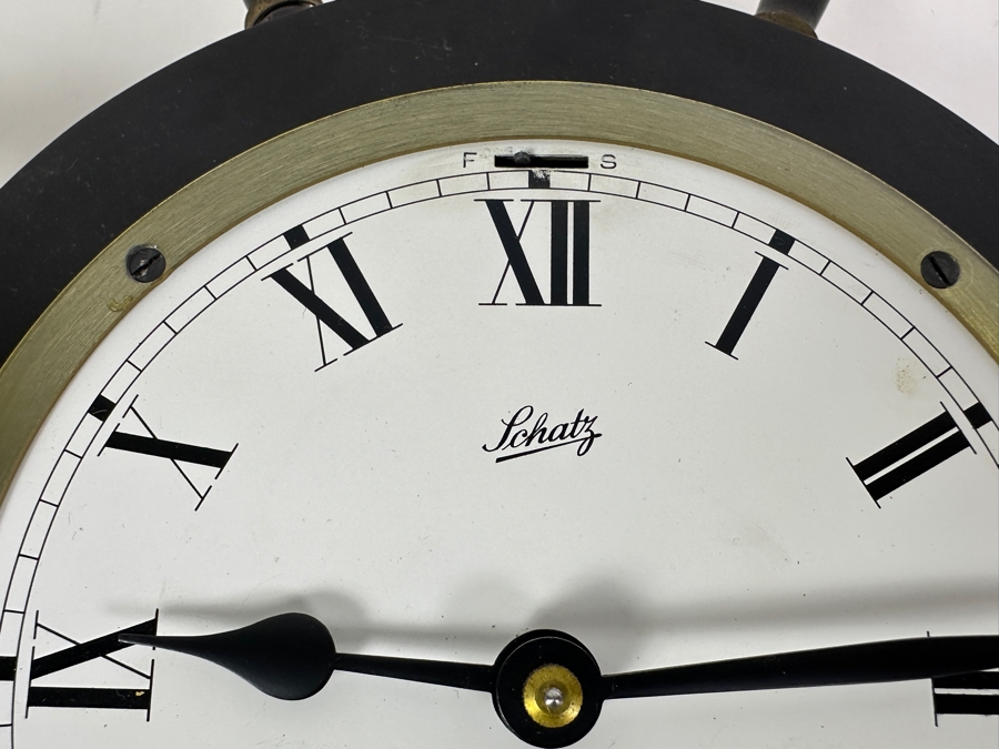 Vintage Working Schatz & Sohne Germany Nautical Ship's Bell Clock Mechanical 13W X 3.5D [Photo 6]