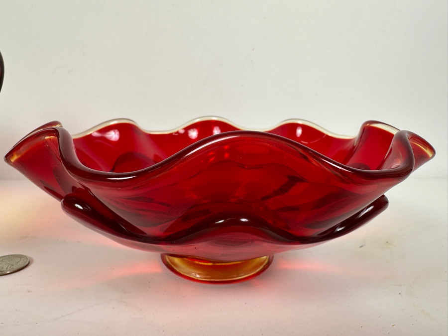 Pair Of Vintage MCM Amberina Glass Bowls [Photo 5]