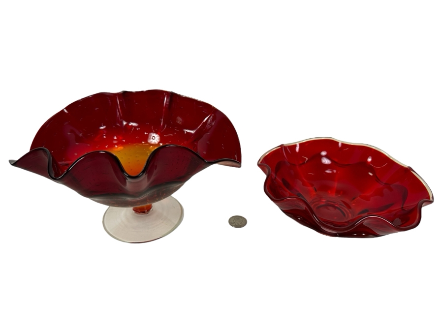 Pair Of Vintage MCM Amberina Glass Bowls [Photo 1]