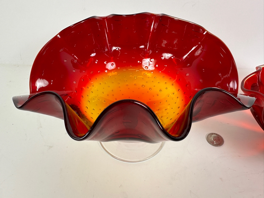 Pair Of Vintage MCM Amberina Glass Bowls [Photo 3]