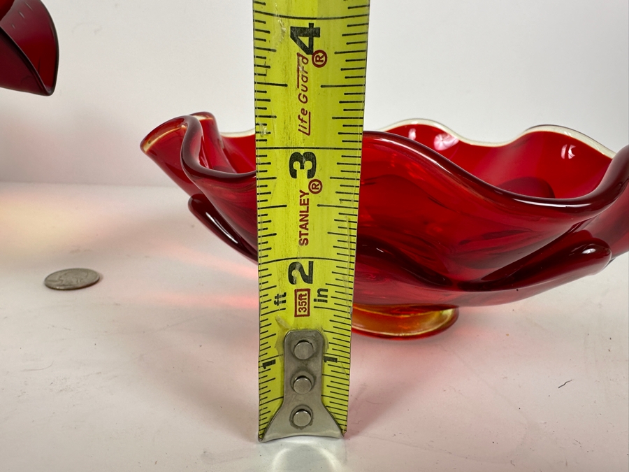 Pair Of Vintage MCM Amberina Glass Bowls [Photo 11]