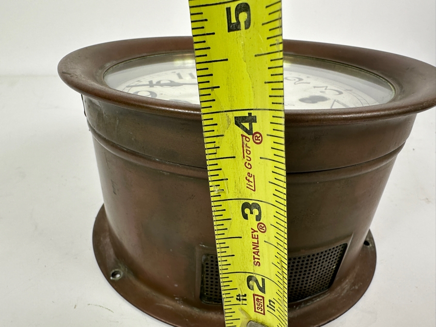 Vintage Working Seth Thomas Copper Ship's Bell Clock Mechanical 7W X 4H [Photo 9]