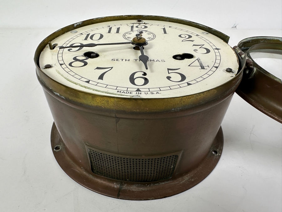 Vintage Working Seth Thomas Copper Ship's Bell Clock Mechanical 7W X 4H [Photo 5]