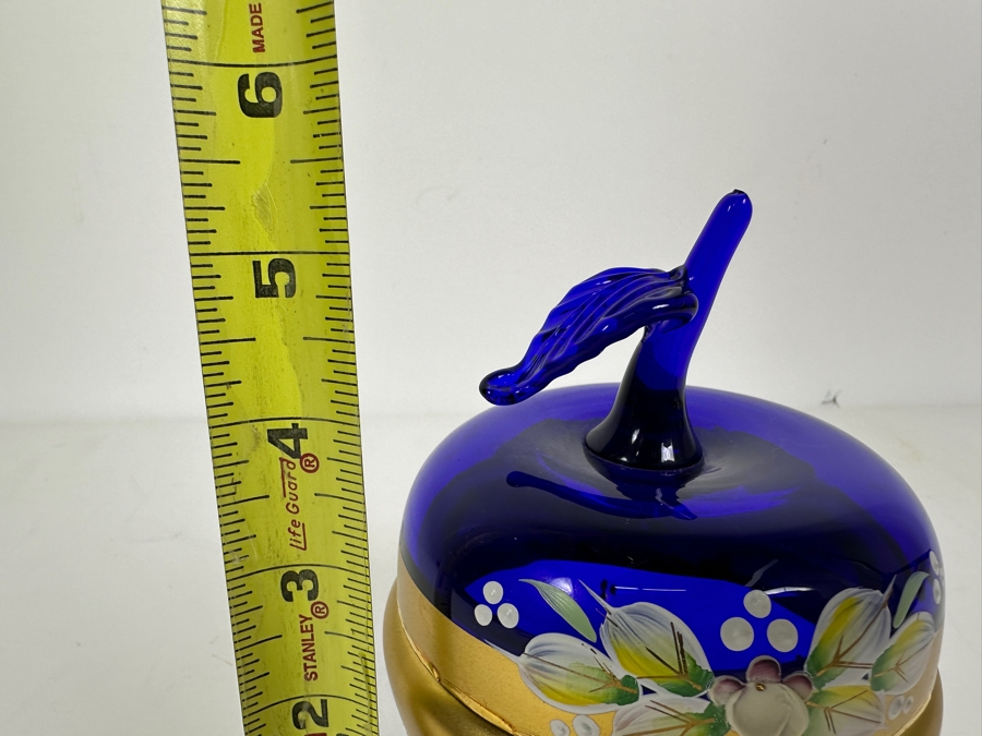 Vintage Hand Painted Czechoslovakian Crystal Apple Box 5H [Photo 5]
