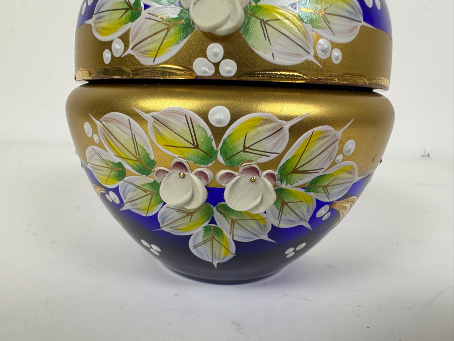 Vintage Hand Painted Czechoslovakian Crystal Apple Box 5H [Photo 2]