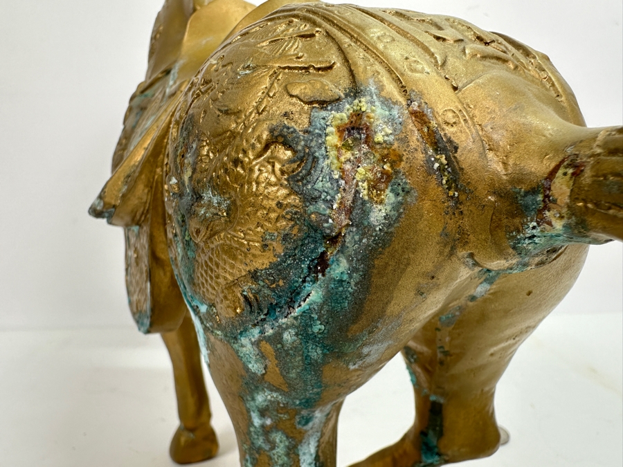 Vintage Chinese Gilt Metal Decorative Horse Statue 14W X 11H [Photo 9]