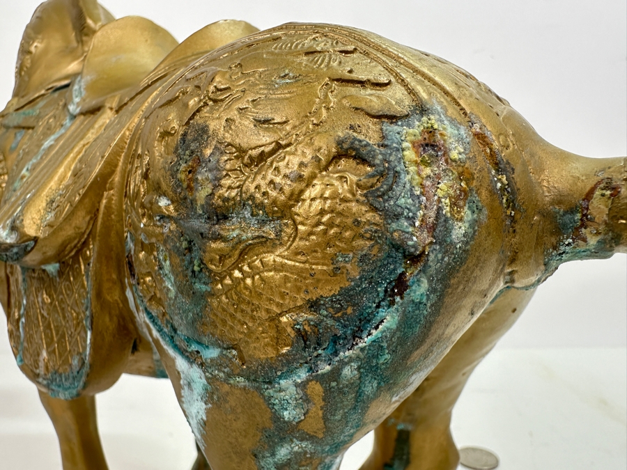 Vintage Chinese Gilt Metal Decorative Horse Statue 14W X 11H [Photo 10]