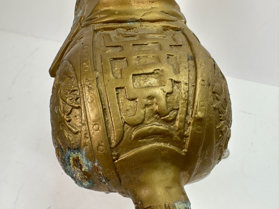 Vintage Chinese Gilt Metal Decorative Horse Statue 14W X 11H [Photo 8]