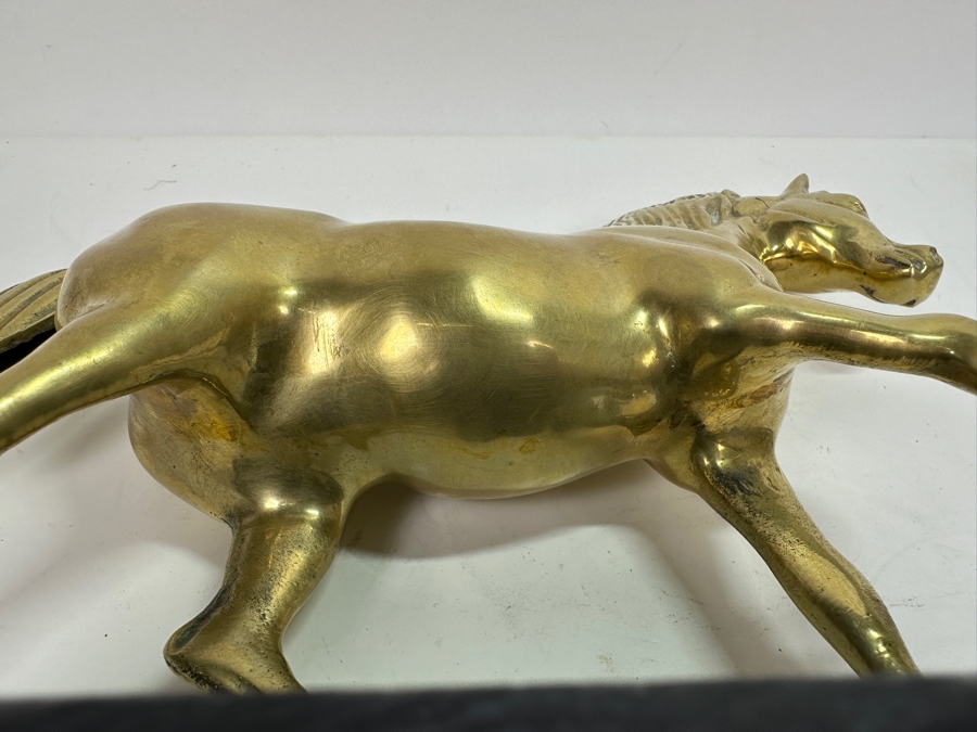 Vintage Brass Horse Scultpure With Marble Base 9W X 9H [Photo 7]
