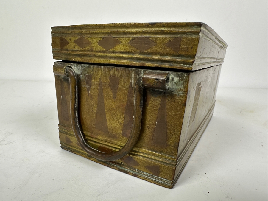 Vintage Metal Inlay Box 7.5W X 4D X 3.5H And Vintage Alberto Jorge Rio De Janeiro Trinket Box With Clock Gears 2W X 1.75H [Photo 9]