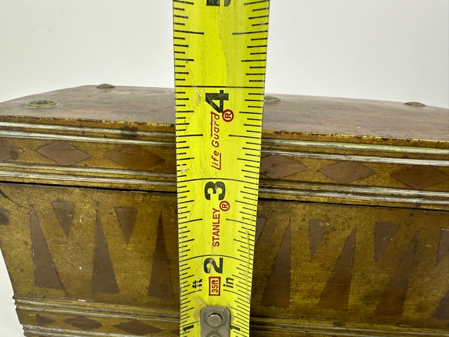 Vintage Metal Inlay Box 7.5W X 4D X 3.5H And Vintage Alberto Jorge Rio De Janeiro Trinket Box With Clock Gears 2W X 1.75H [Photo 17]