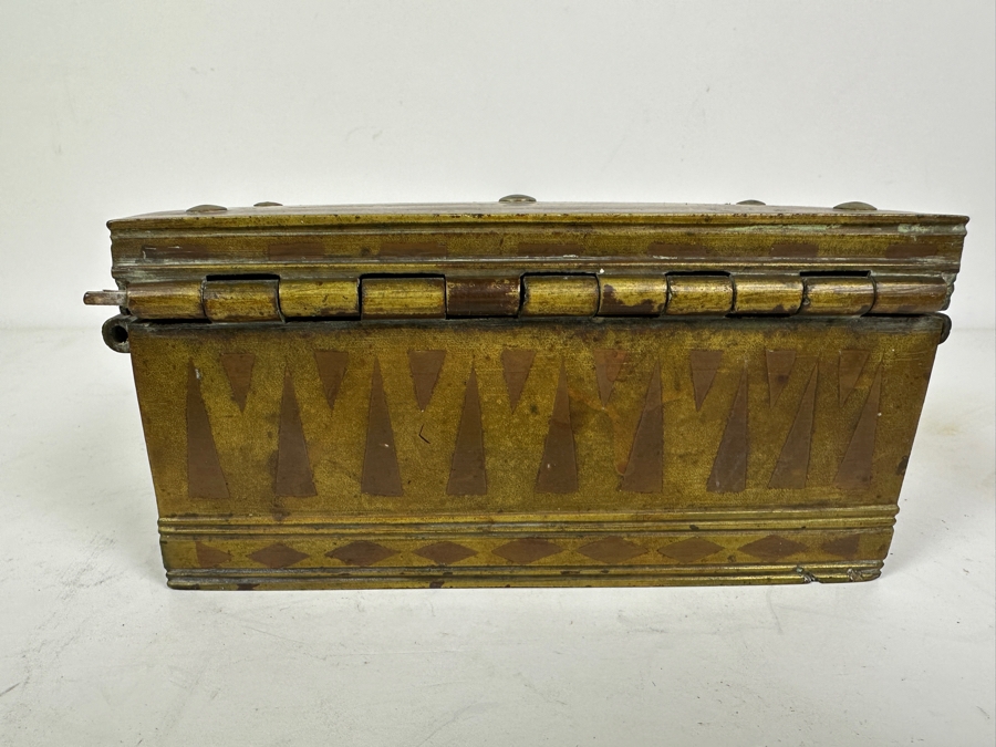 Vintage Metal Inlay Box 7.5W X 4D X 3.5H And Vintage Alberto Jorge Rio De Janeiro Trinket Box With Clock Gears 2W X 1.75H [Photo 10]