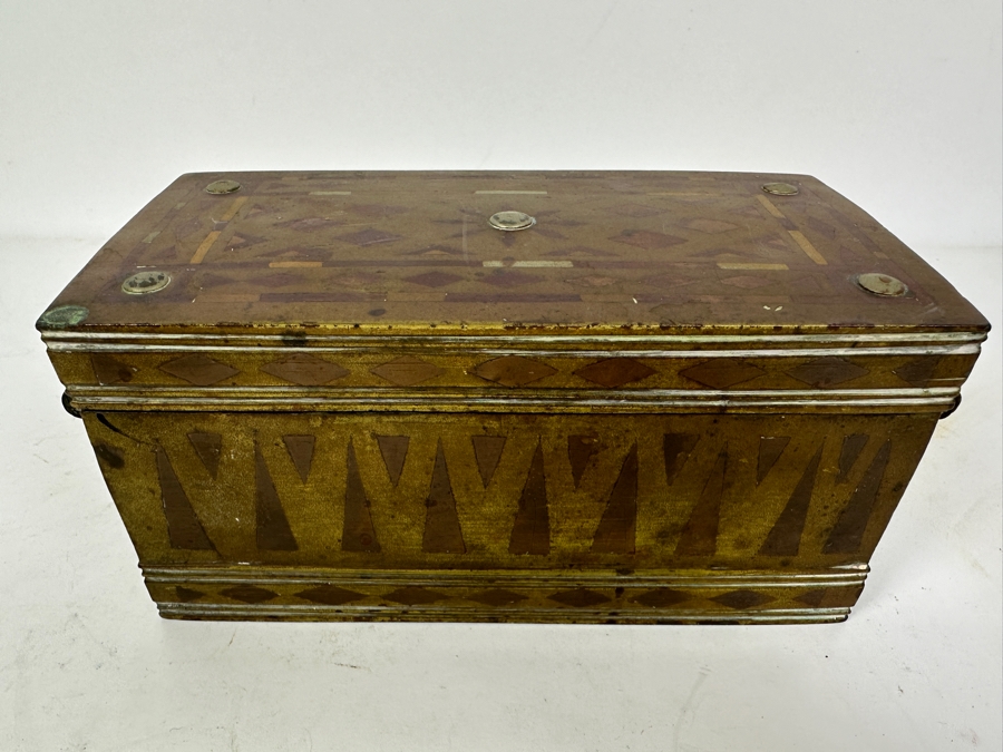 Vintage Metal Inlay Box 7.5W X 4D X 3.5H And Vintage Alberto Jorge Rio De Janeiro Trinket Box With Clock Gears 2W X 1.75H [Photo 7]