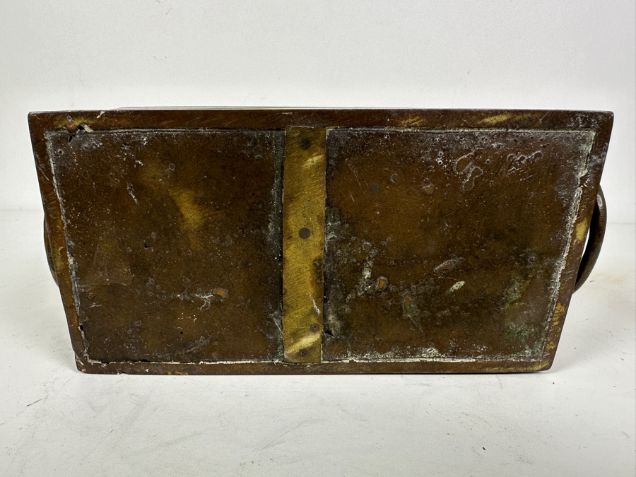 Vintage Metal Inlay Box 7.5W X 4D X 3.5H And Vintage Alberto Jorge Rio De Janeiro Trinket Box With Clock Gears 2W X 1.75H [Photo 11]