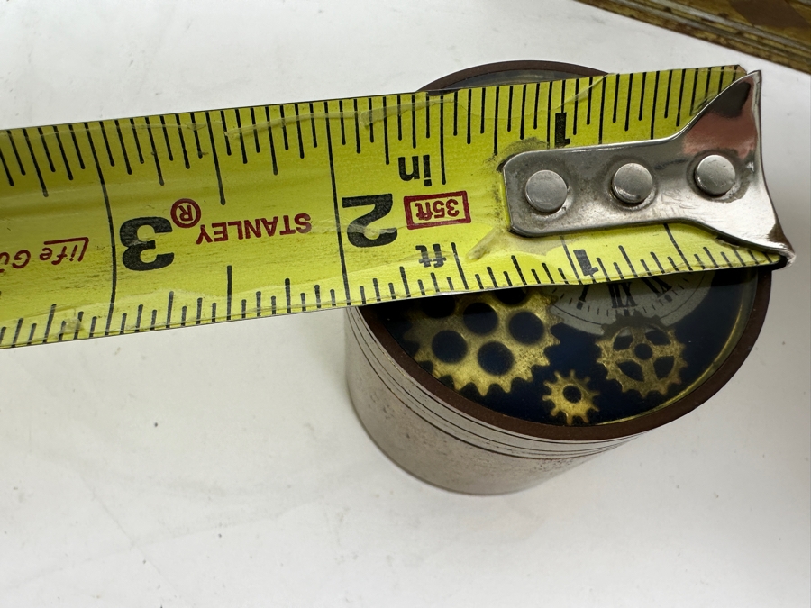 Vintage Metal Inlay Box 7.5W X 4D X 3.5H And Vintage Alberto Jorge Rio De Janeiro Trinket Box With Clock Gears 2W X 1.75H [Photo 13]