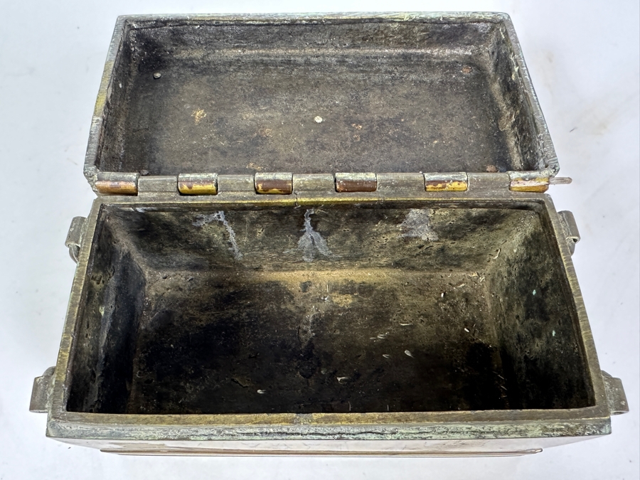 Vintage Metal Inlay Box 7.5W X 4D X 3.5H And Vintage Alberto Jorge Rio De Janeiro Trinket Box With Clock Gears 2W X 1.75H [Photo 12]