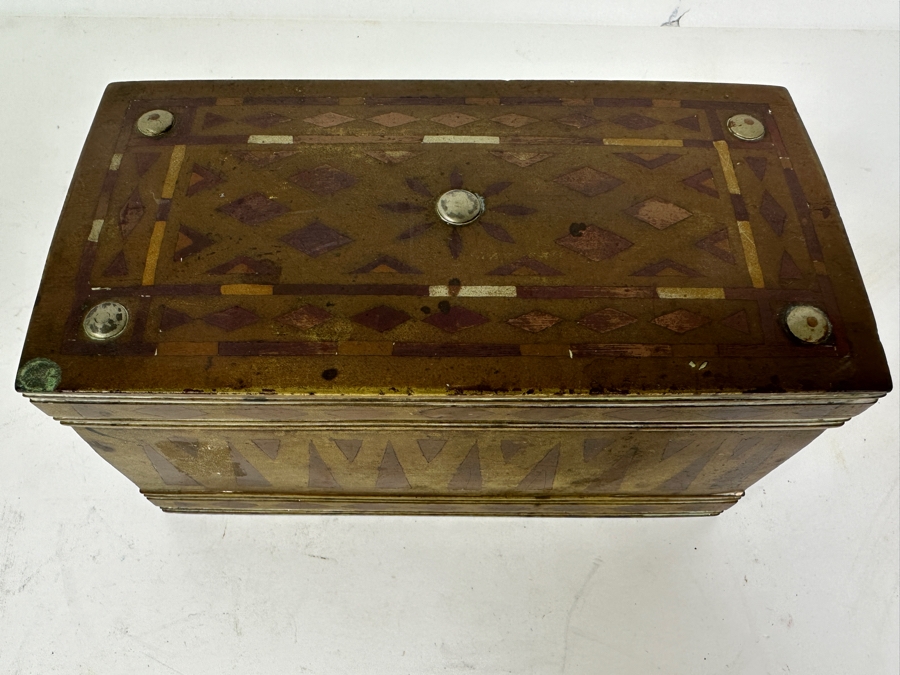 Vintage Metal Inlay Box 7.5W X 4D X 3.5H And Vintage Alberto Jorge Rio De Janeiro Trinket Box With Clock Gears 2W X 1.75H [Photo 8]