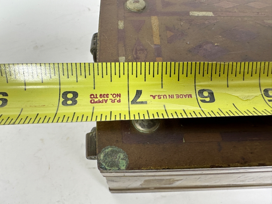 Vintage Metal Inlay Box 7.5W X 4D X 3.5H And Vintage Alberto Jorge Rio De Janeiro Trinket Box With Clock Gears 2W X 1.75H [Photo 15]