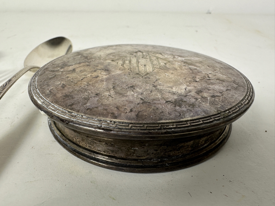 Sterling Silver Lot With Pair Of Sterling Lids, 2 Spoons, Fork & Cameo 151.1g [Photo 4]